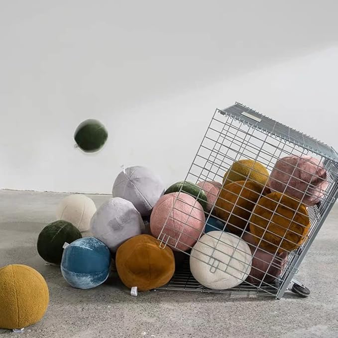 MOJUN Round Plush Ball Throw Pillow, 11" Ball Pillow Decorative Throw Pillow Floor Pillow Cushion, Sphere Pillow for Chair Couch Sofa Bedroom Gift, Khaki