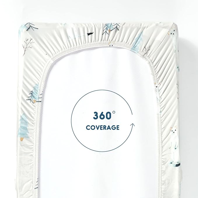 GRSSDER Stretch Ultra Soft Jersey Knit Changing Pad Cover Set 2 Pack, Change Table Pad Covers Fit 32"/34" x 16" Pads Safe and Snug, Cute Wild Forest Mongooses for Baby