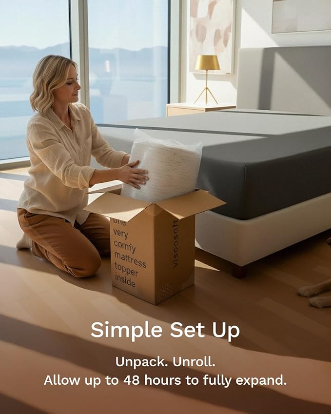 ViscoSoft 2 Inch Memory Foam Mattress Topper King - Select High Density Ventilated Mattress Pad - Premium Removable Rayon Cover