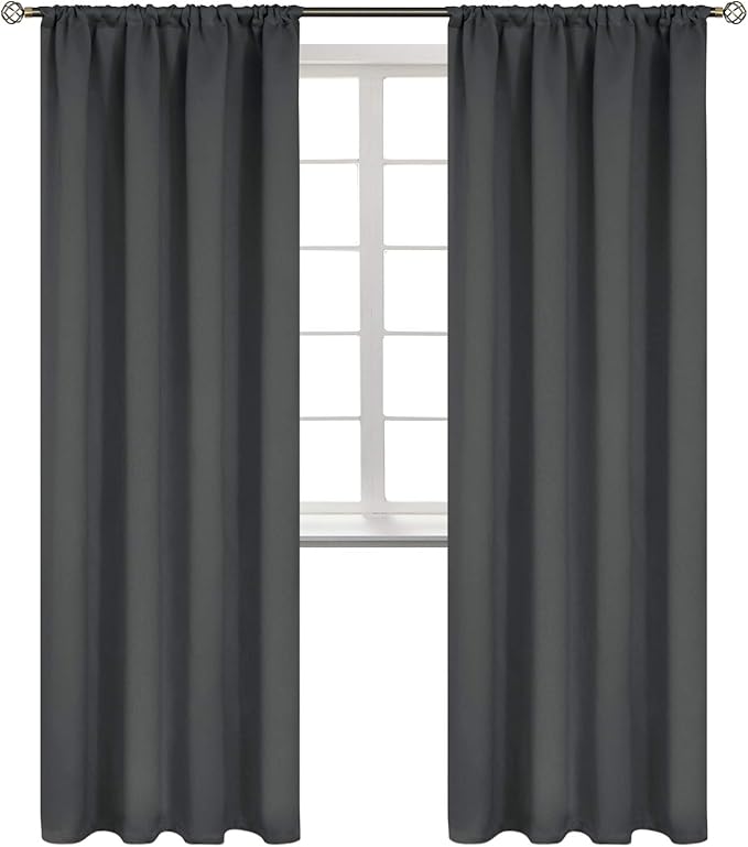 BGment Blackout Curtains for Bedroom 84 Inches Long 2 Panels Set - Rod Pocket Thermal Insulated Room Darkening Curtain Drapes for Living Room, 42 x 84 Inch, Dark Grey