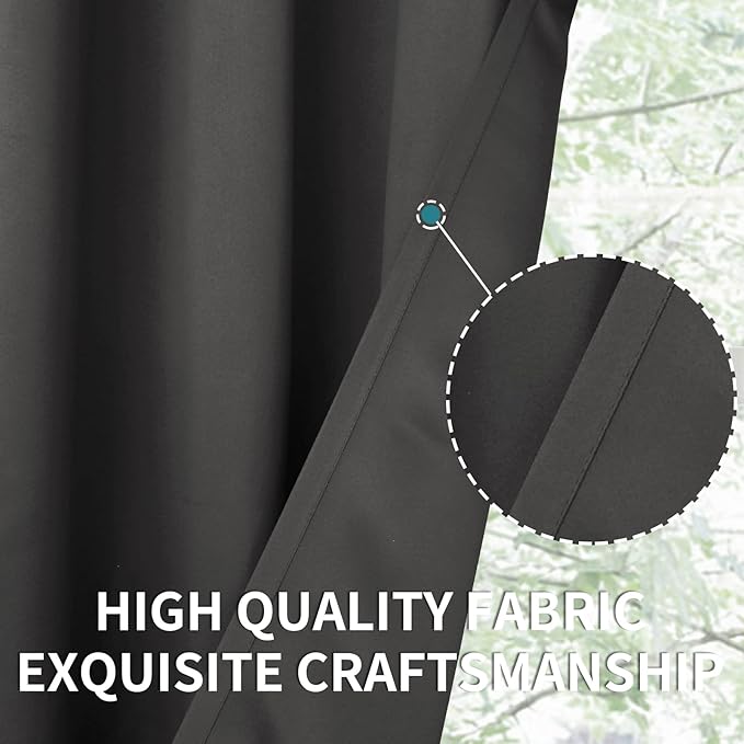 BGment Blackout Curtains for Bedroom 84 Inches Long 2 Panels Set - Rod Pocket Thermal Insulated Room Darkening Curtain Drapes for Living Room, 42 x 84 Inch, Dark Grey