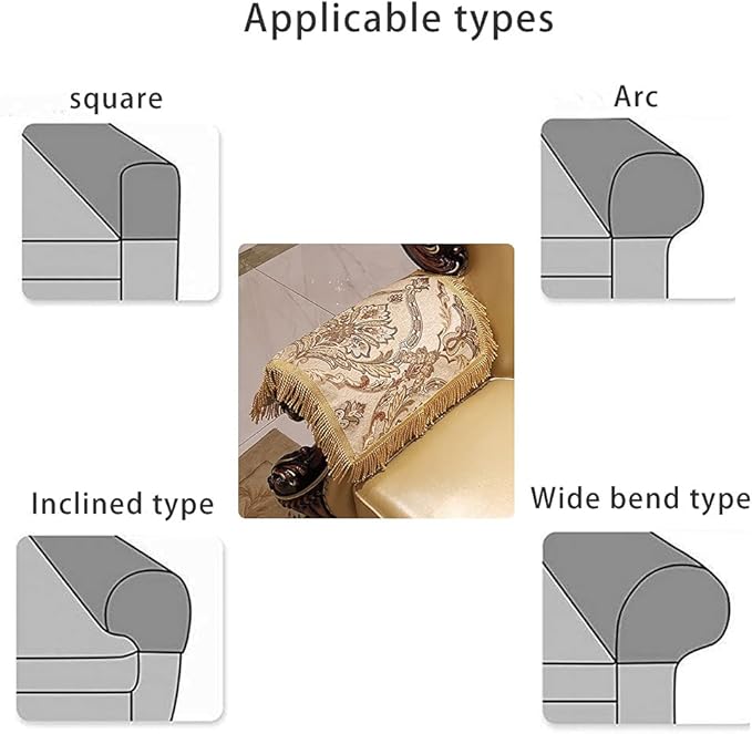 LUFEIJIASHI Luxury Couch Arm Covers, Washable Armrest Covers for Sofa,Anti Slip Recliner Chair Arm Covers Protectors for Leather Sofa Arm Cover Set of 2 (MLK-Beige)