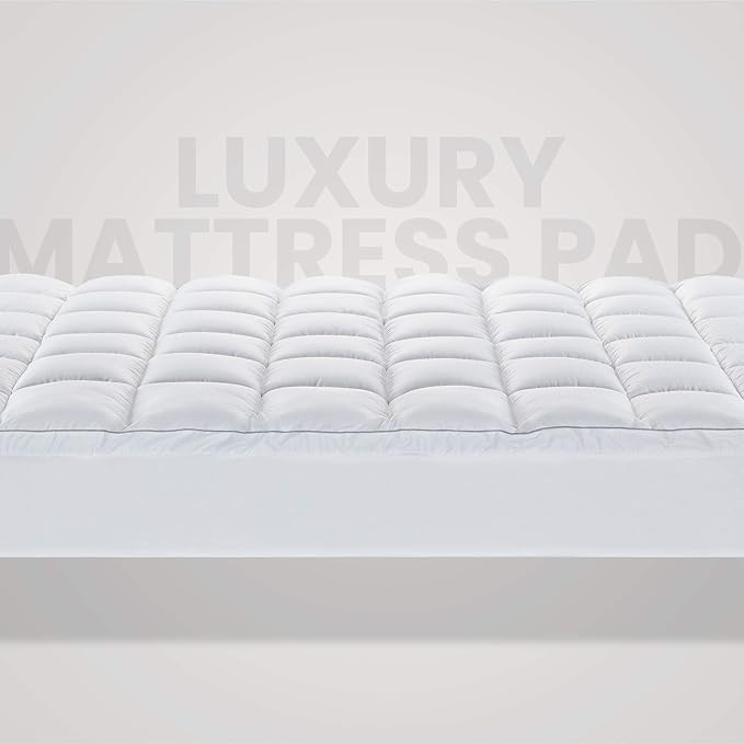 SLEEP ZONE Cotton Mattress Pad California King, Super Soft Pillow Top Mattress Topper, Thick Fluffy Mattress Cover Deep Pocket 8-21 inches, Cal King