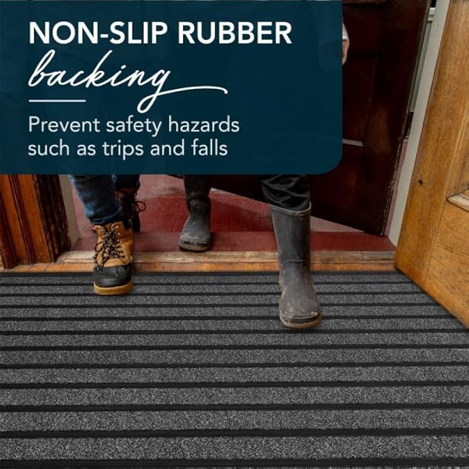 ubdyo Extra Durable Door Mat - Dirt Trapping Outdoor Welcome Mats - Non-Slip Outdoor Indoor Entrance - Low Profile Front Doormat(47" x 32", Bright Grey)