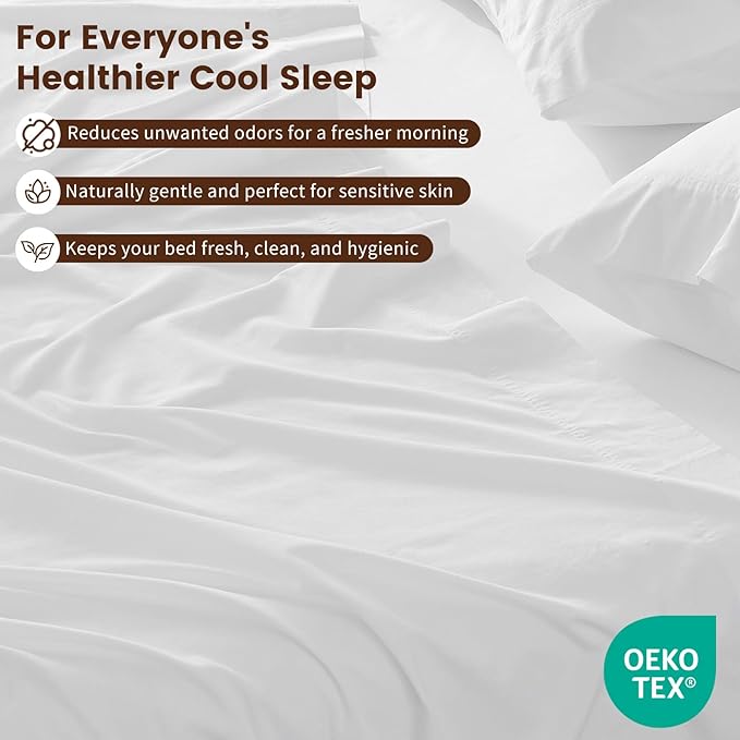 100% Linen Sheet Set Cal King Size Extra Deep Pocket Fits 18-24 Inch Mattress, Breathable & Soft, Smooth 6-Piece Set for Thick Mattresses Hotel Luxury Bedding（Cal King, White）