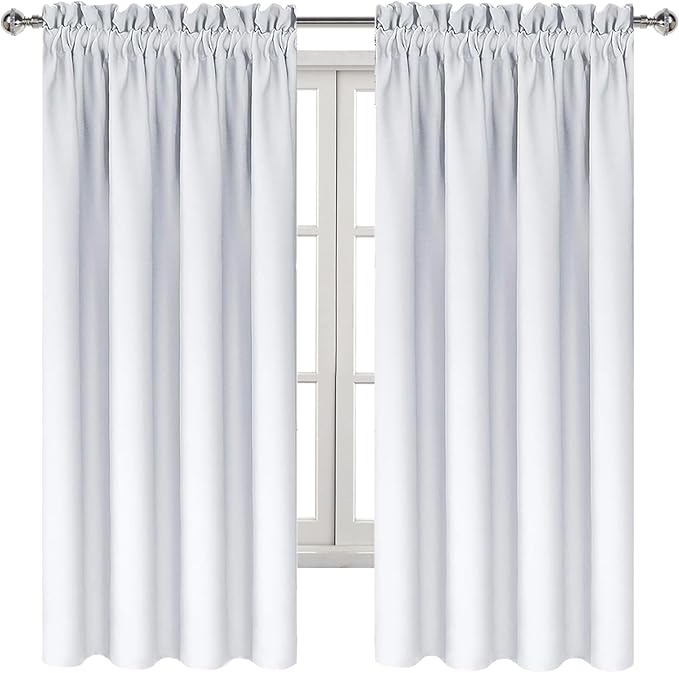 DWCN White Room Darkening Blackout Curtains - Thermal Insulated Privacy Energy Saving Window Curtain Drapes 52 x 63 inch Length, Set of 2 Bedroom Living Room Curtains