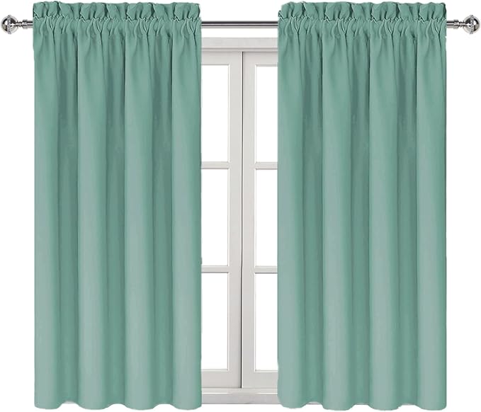 DWCN Blackout Curtains for Living Room Thermal Insulated, Energy Saving & Noise Reducing Bedroom Curtains, Sage Green, W 42x L 54 Inch, Set of 2 Rod Pocket Curtain Panels