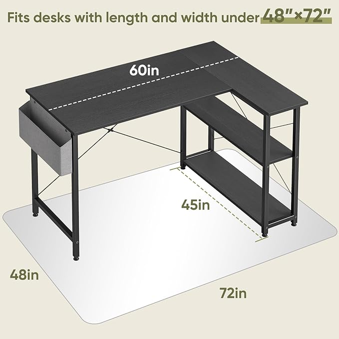 Office Chair Mat for Carpet & Hardwood, Upgraded 48" x 72" Tempered Glass Chair Mat for Office Home, with 4 Anti-Slip Pads