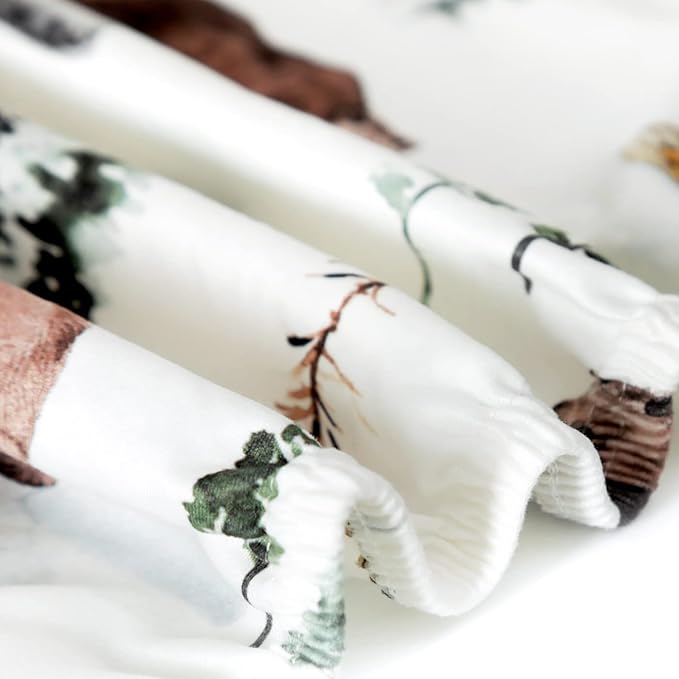 GRSSDER Stretch Ultra Soft Jersey Knit Changing Pad Covers Set 2 Pack, Change Table Pad Covers Fit 32"/34" x 16" Pads Safe and Snug, Jungle Bear/Rainbow for Baby