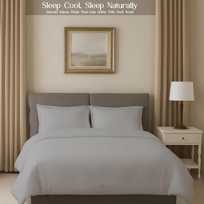 Sleeper Sofa 4 Piece Bed Sheet Set Premium Quality 100% Cotton 500 Thread Count, Smooth & Super Soft Sateen Weave, Extra Soft Bed Sheets, Wrinkle Free, 4 Inch Deep Pocket (Full, Silver)