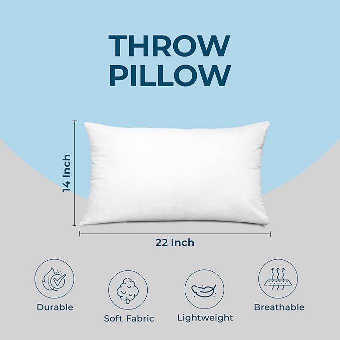 Utopia Bedding Throw Pillows (Set of 4, White), 14 x 22 Inches Pillows for Sofa, Bed and Couch Decorative Stuffer Pillow