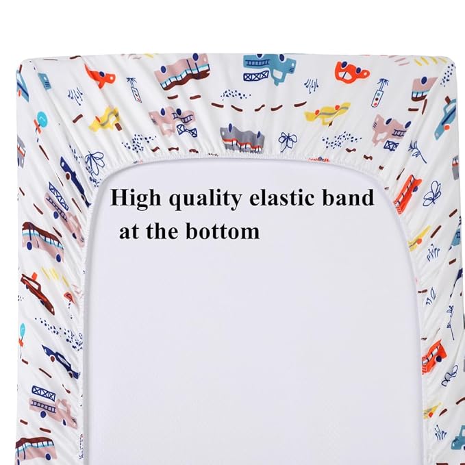 Changing Pad Cover Set 3 Pack Jersey Knit Ultra Soft for Baby Boys Girls Rocket Satellite/Car/Bus