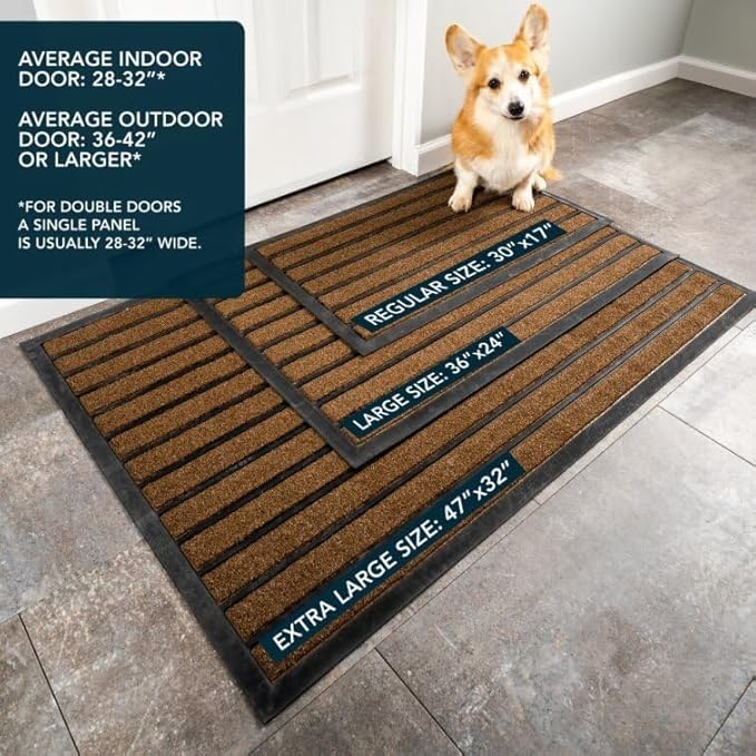 ubdyo Extra Durable Door Mat - Dirt Trapping Outdoor Welcome Mats - Non-Slip Outdoor Indoor Entrance - Low Profile Front Doormat (47" x 32", Bright Brown)