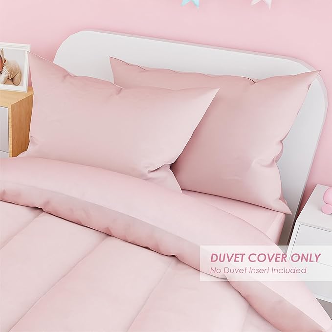 SANDJEST Pink Duvet Cover Sets Twin Size for Kids Girls, Include 1 Polyester Comforter Cover 68x86 Inches and 1 Pillowcase 20x26 Inches, Comforter Not Included, Gift for Christmas Birthday