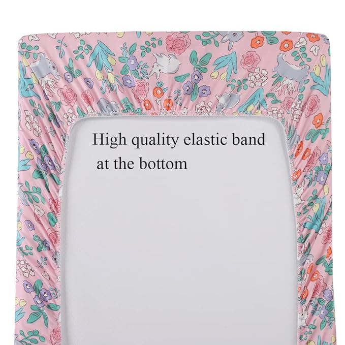 Changing Pad Cover Set 3 Pack Jersey Knit Ultra Soft for Baby Boys Girls Floral/Grey Rabbit/Pink