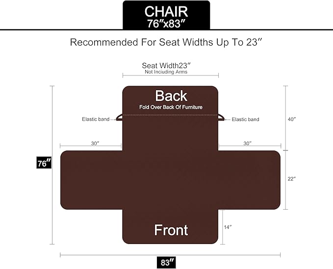 U-NICE HOME Recliner Chair Covers Reversible Chair Cover Pet Covers for Dogs with Elastic Straps Water Resistant Diamond Quilted (23''Recliner Small, Chocolate/Taupe)