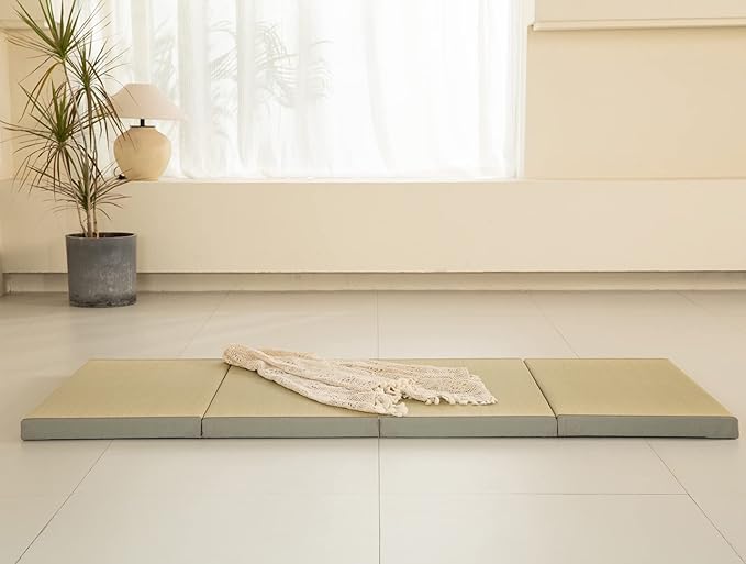 MustMat Thick Tatami Mat Twin XL Floor Mattress Japanese Tatami Bed with Storage Bag 39 x 80 x 2 in (Gray)