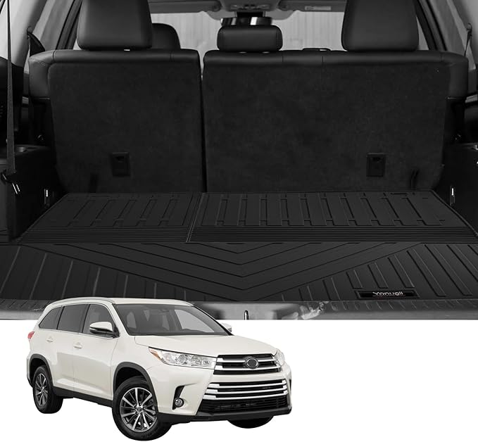 Custom All Weather TPE Cargo Mats Trunk Liner with 3rd Backrest Mats for 2014-2019 Toyota Highlander Accessories (for 2014-2019 Toyota Highlander)