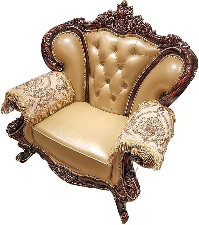 LUFEIJIASHI Luxury Couch Arm Covers, Washable Armrest Covers for Sofa,Anti Slip Recliner Chair Arm Covers Protectors for Leather Sofa Arm Cover Set of 2 (MLK-Beige)