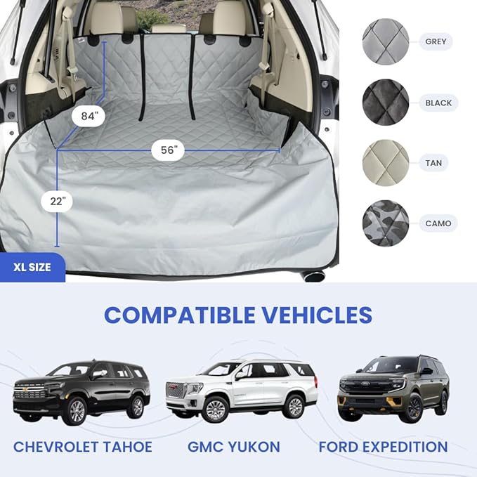 4Knines Split Cargo Liner for SUV – for Dogs & Pets, Heavy-Duty, Waterproof Trunk Mat & Cargo Cover – Fits 60/40 Split Bench & Armrest Pass-Through – Machine Washable, Non-Slip (Extra Large, Camo)