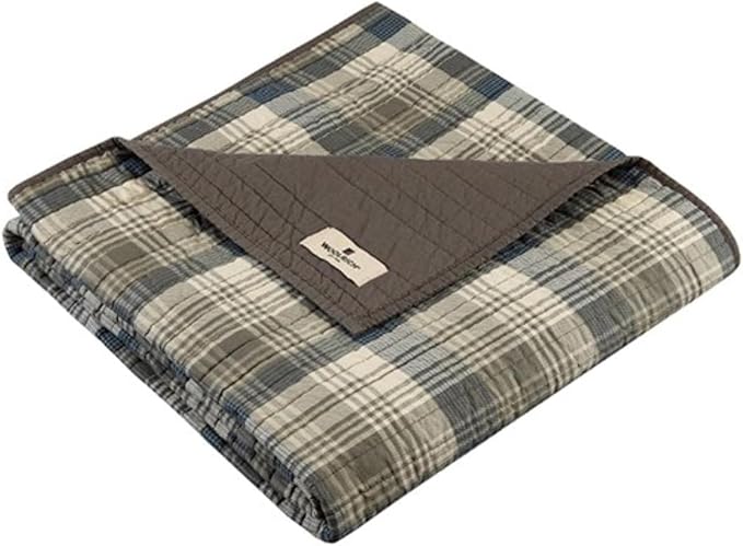 Woolrich Luxury Quilted Throw - Cabin Lifestyle, Patchwork with Moose Design All Season, Lightweight and Breathable Cozy Bedding Layer Throws for Couch Sofa, 50" W x 70" L, Tasha Taupe