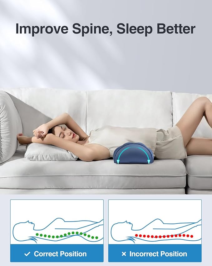 Luxtude Inflatable Bolster Pillow for Legs, Half Moon Pillow Under Knee Pillow for Back Sleeping, Leg Pillows for Side Sleeping, Leg Elevation Pillows for Knee Support, Lumbar, Ankle or Foot