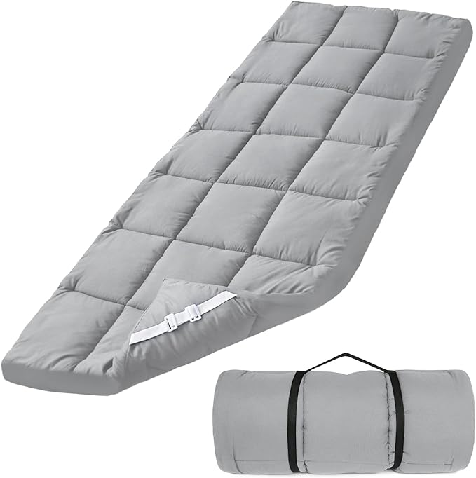Cot Mattress Topper (Improved Thickness), Foam Quilted Pads for Camping, Soft Comfortable Sleeping Cot Mattress Pad Only, Camping Pad 75"x30" for Camp Cot/Rv Bunk/Narrow Twin Beds, Navy