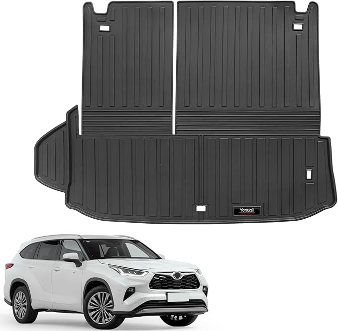 Custom for 2020-2025 2026 Toyota Highlander Trunk Cargo Mats with 3rd Backrest Mat All Weather TPE Protection Accessories (Not Fit with Subwoofer) (for 2020-2026 Toyota Highlander)
