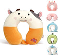 Niuniu Daddy Kids Travel Neck Pillow - Memory Foam Neck and Chin Support for Airplane, Car, Road Trips - Cute Cow Design, Airplane Essentials for Kids Boys Girls