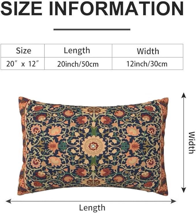 William Morris Vintage Floral 20x12 inches Throw Pillow Covers Cushion Covers for Couch Home Bed Living Room Decorative Pillow Cases