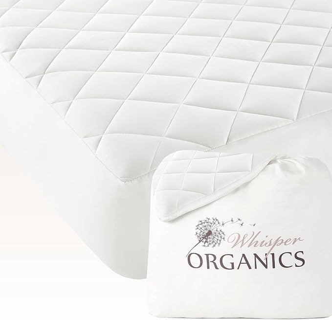 100% Cotton Organic Mattress Pad - Luxury Quilted Mattress Topper Protector Plush & Breathable Machine Washable Design - Fairtrade & GOTS Certified Premium 400GSM Thick with Deep Pocket (Twin XL)