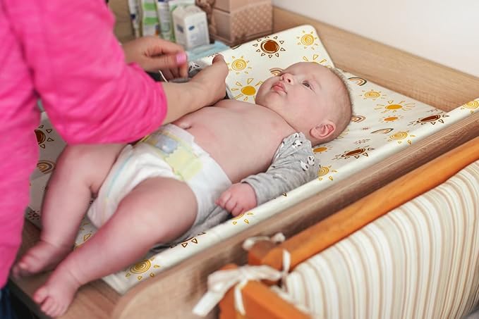 4 Pack Boho Nursery Sheets - Sunshine and Rainbow Design, Neutral Unisex Fitted Baby Changing Pad Cover Sheets for Baby Boys or Girls