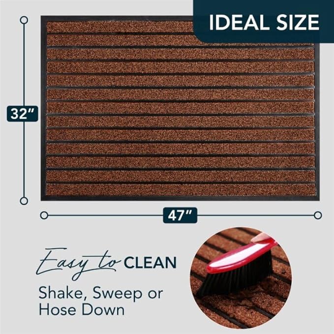 ubdyo Extra Durable Door Mat - Dirt Trapping Outdoor Welcome Mats - Non-Slip Outdoor Indoor Entrance - Low Profile Front Doormat (47" x 32", Bright Burgundy)