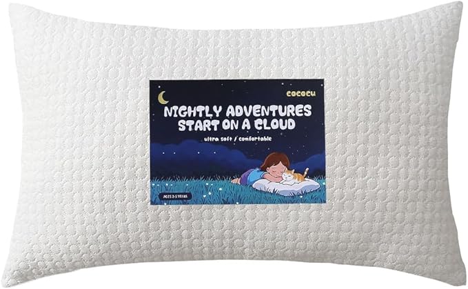 Toddler Pillow for 2-5 Year Olds,Organic Cotton Toddler Crib Pillow with Washable Cover,13x18 Inch White Pillow for Toddler Bed