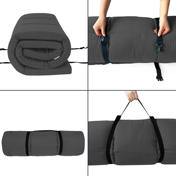 Cot Mattress Topper (Improved Thickness), Foam Quilted Pads for Camping, Soft Comfortable Sleeping Cot Mattress Pad Only, Camping Pad 75"x30" for Camp Cot/Rv Bunk/Narrow Twin Beds, Navy