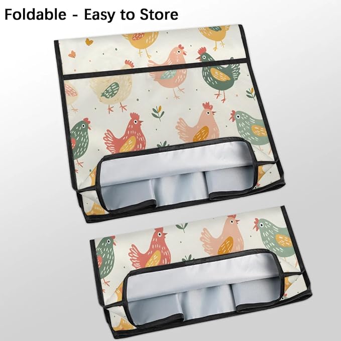 Kitchen Appliance Cover - Stand Mixer & Coffee Maker Dust Cover - Cute Hen Design - Fits 6-8 Quart Mixers - Polyester Fabric with Pockets