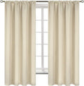 BGment Beige Room Darkening Curtains for Bedroom - Rod Pocket 63 Inches Length Thermal Insulated Blackout Window Drapes for Living Room, 52 x 63 Inch, 2 Panels