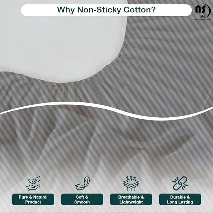 NON Sticky cotton Full Size Sleeper Sofa Sheets, 4 Piece Egyptian Cotton Bed Sheet Set for Sofa Bed, 7" Deep Pocket for Pull Out Couch Mattress, 54" x 75", Light Grey Stripe, Soft & Breathable