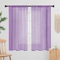 Sheer Curtains 63 Inches Long 2 Panels, Rod Pocket Short Curtain for Kitchen, Bedroom, Cafe Window(Lavender 38" W x 63" L)