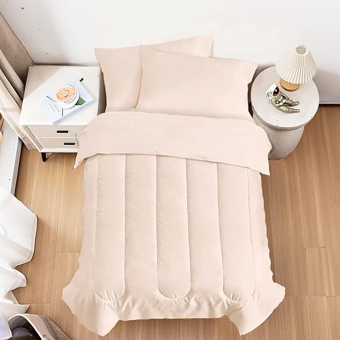 SANDJEST Beige Duvet Cover Sets Full Size for Kids Boys Girls, Incude 1 Polyester Comforter Cover 80x90 Inches and 2 Pillowcases 20x26 Inches, Comforter Not Included, Gift for Christmas Birthday