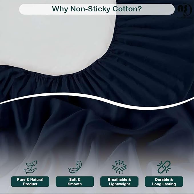 NON Sticky cotton Full Size Sleeper Sofa Sheets, 4 Piece Egyptian Cotton Bed Sheet Set for Sofa Bed, 7" Deep Pocket for Pull Out Couch Mattress, 54" x 75", Navy Blue Solid, Soft & Breathable