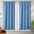 BGment Short Blackout Curtains for Bedroom 48 Inches Long - Thermal Insulated Room Darkening Curtain for Kitchen, Denim Blue, 42 x 48 Inch, 2 Panels