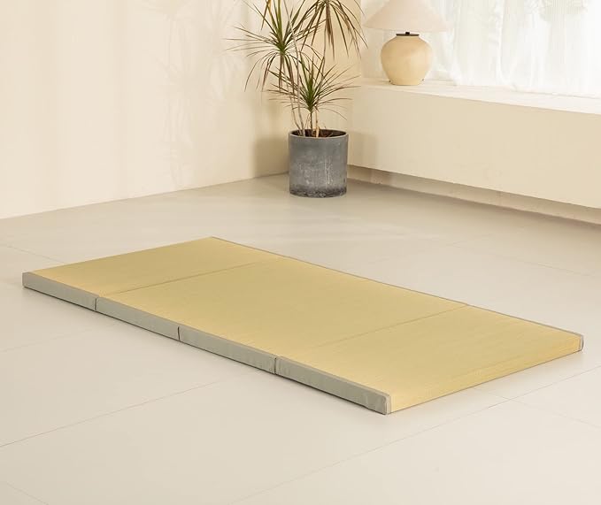 MustMat Thick Tatami Mat Twin XL Floor Mattress Japanese Tatami Bed with Storage Bag 39 x 80 x 2 in (Gray)
