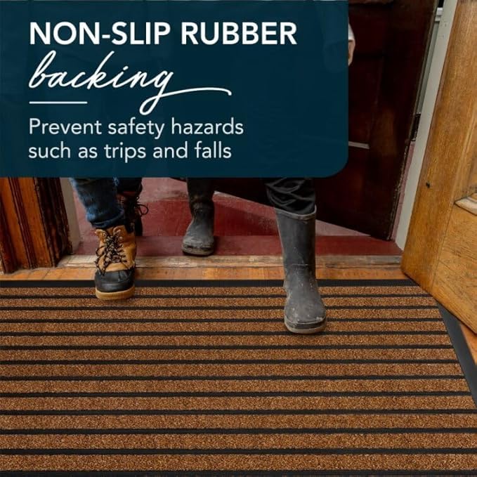 ubdyo Extra Durable Door Mat - Dirt Trapping Outdoor Welcome Mats - Non-Slip Outdoor Indoor Entrance - Low Profile Front Doormat (47" x 32", Bright Brown)
