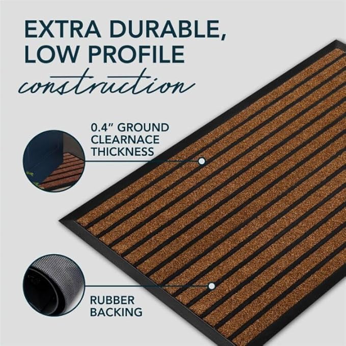 ubdyo Extra Durable Door Mat - Dirt Trapping Outdoor Welcome Mats - Non-Slip Outdoor Indoor Entrance - Low Profile Front Doormat (47" x 32", Bright Brown)