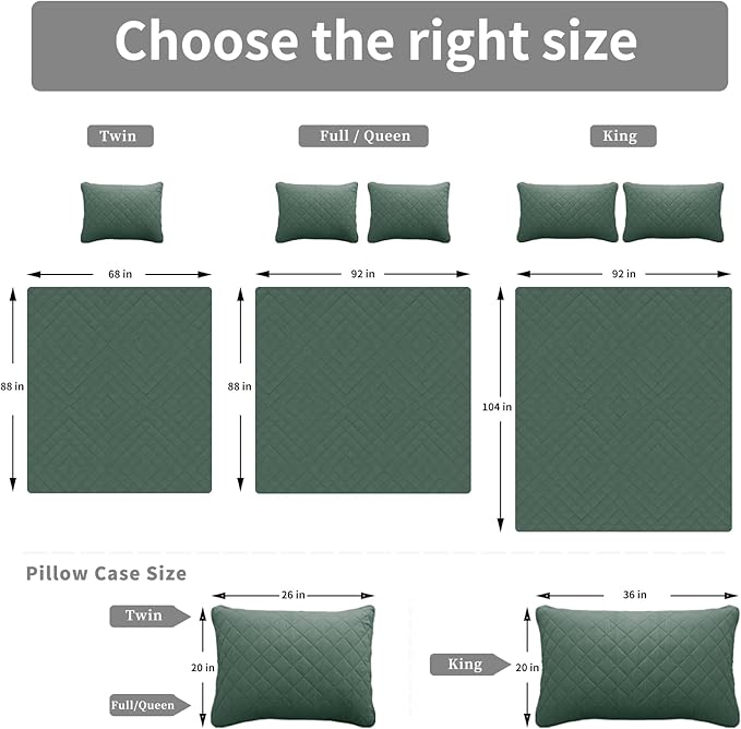 Easy-Going King Size Reversible Quilt Set with 1 Quilt and 2 Pillow Shams, Soft Bed Quilt Cover, Water Resistant Lightweight Microfiber Bedspread, Stain Resistant, Cyan/Ivory