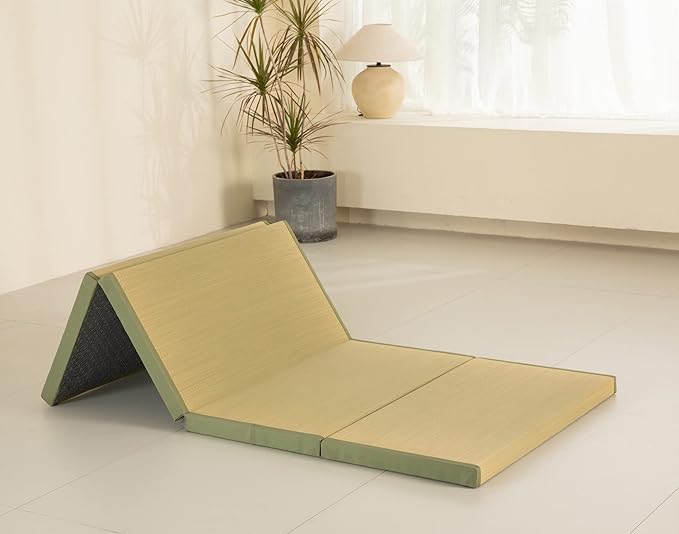 MustMat Thick Tatami Mat Twin XL Floor Mattress Japanese Tatami Bed with Storage Bag 39 x 80 x 2 in (Green)