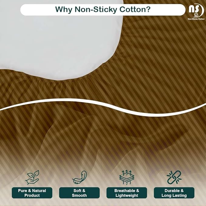 NON Sticky cotton Twin Size Sleeper Sofa Sheets, 4 Piece Egyptian Cotton Bed Sheet Set for Sofa Bed, 8" Deep Pocket for Pull Out Couch Mattress, 39" x 75", Taupe Stripe, Soft & Breathable