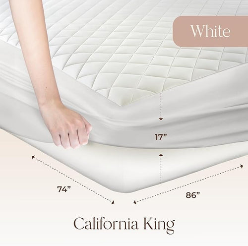 100% Cotton Organic Mattress Pad - Luxury Quilted Mattress Topper Protector Plush & Breathable Machine Washable Design - Fairtrade & GOTS Certified Premium 400GSM Thick with Deep Pocket (Cal King)