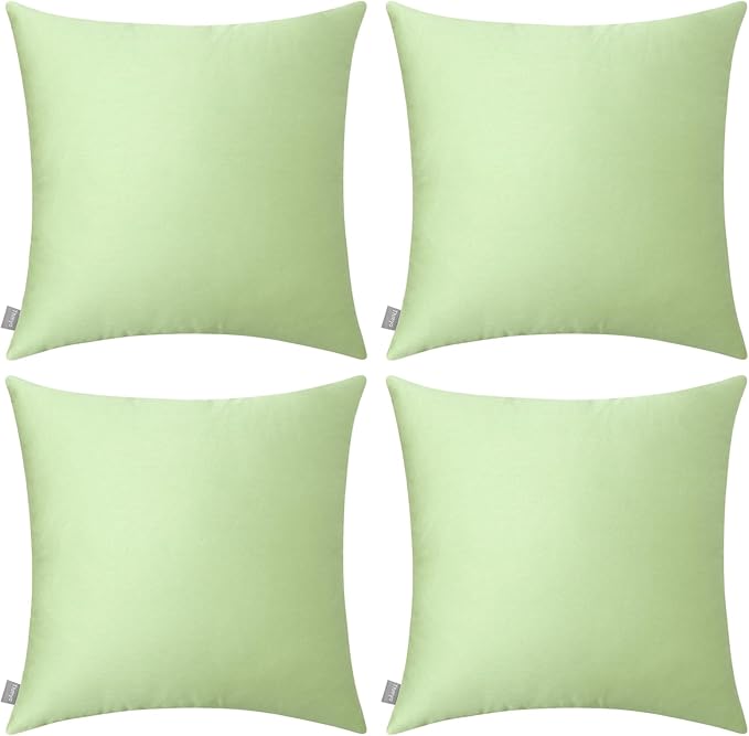 Thmyo 4-Pack 100% Cotton Comfortable Solid Decorative Throw Pillow Case Square Cushion Cover Pillowcase DIY Sublimation Blank Pillow Covers(20x20 inch/ 50x50cm,Light Pea Green)
